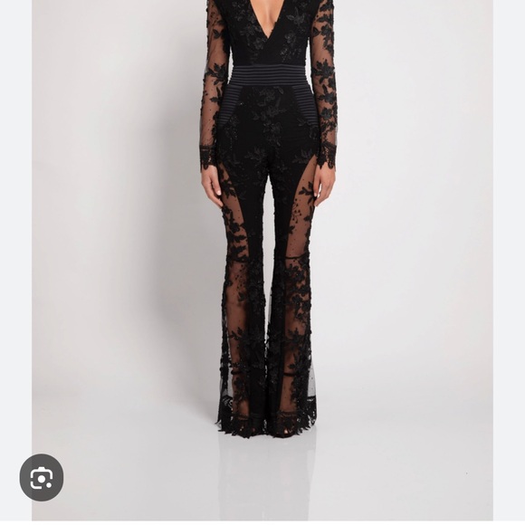 ZhivagoElegant Black Lace Jumpsuit